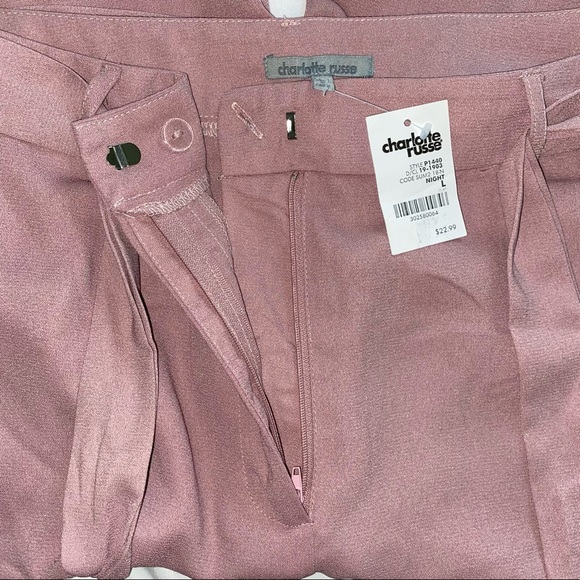 Mauve high waist cigarette pants with belt - Picture 2 of 2